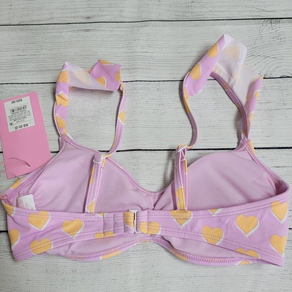 Stoney Clover Lane x Target Flutter Strap Heart Print Bralette Bikini Top XS - Picture 3 of 8
